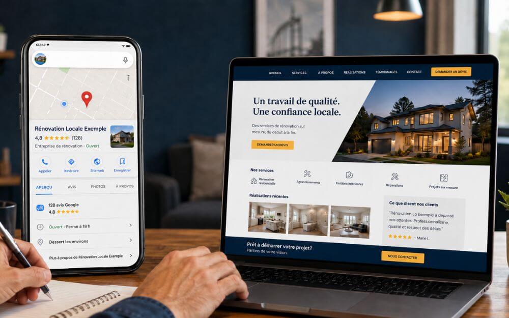 Fiche Google et site internet professionnel pour renforcer le référencement local Google d’une entreprise